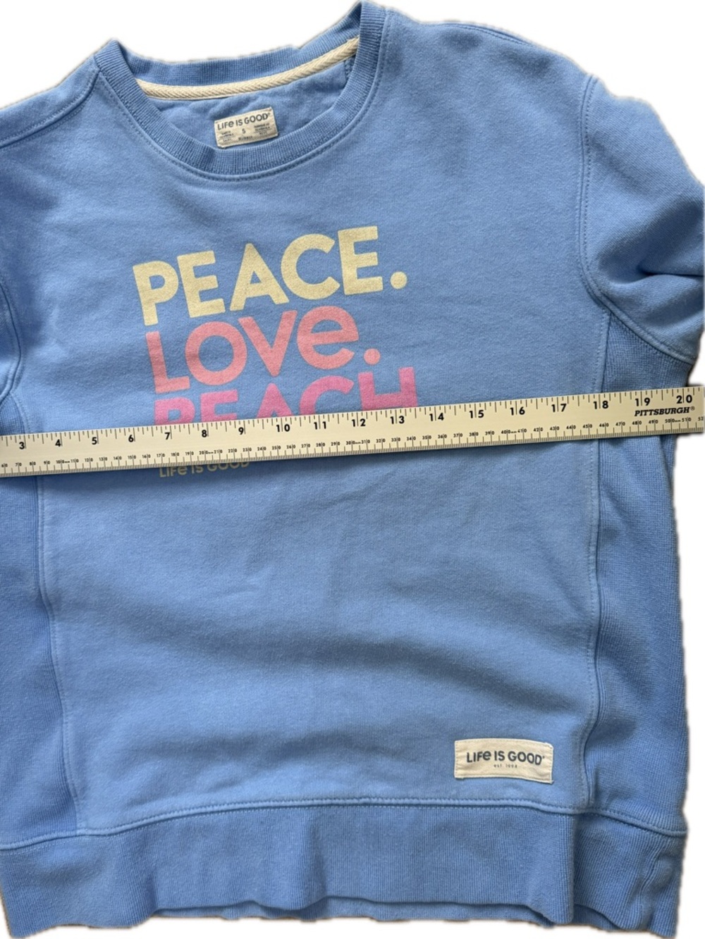 Life Is Good | Simply True Fleece Crew | Peace. Love. Beach. | in size S - Picture 9 of 10